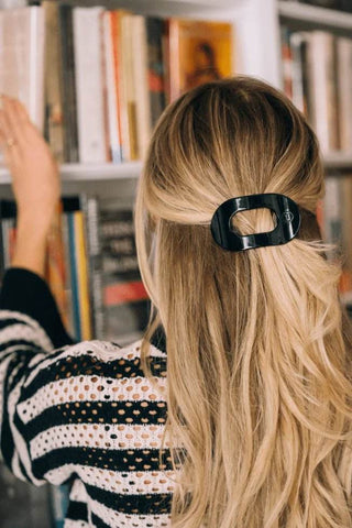 Jet Black Flat Round Clip - Teleties - Just Believe Boutique