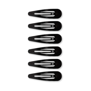 TELETIES Jet Black snap clips, 6 count