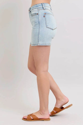 Judy Blue Full Size 2 Button Denim Shorts with Pockets Plus Size - Just Believe Boutique