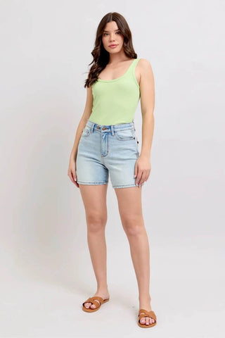 Judy Blue Full Size 2 Button Denim Shorts with Pockets Plus Size - Just Believe Boutique