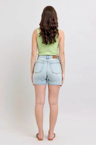 Judy Blue Full Size 2 Button Denim Shorts with Pockets Plus Size - Just Believe Boutique