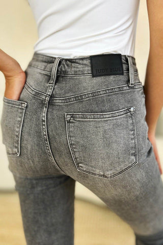 Judy Blue Full Size Button Fly High Waist Cuffed Capris - Just Believe Boutique