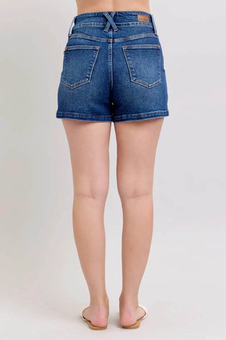 Judy Blue Full Size Double Button Waistband Denim Shorts Plus Size - Just Believe Boutique