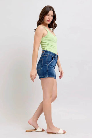 Judy Blue Full Size Double Button Waistband Denim Shorts Plus Size - Just Believe Boutique