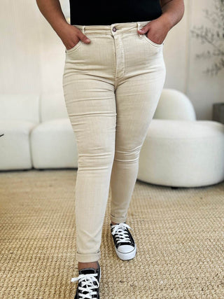 Judy Blue Full Size Garment Dyed Tummy Control Skinny Jeans - Just Believe Boutique