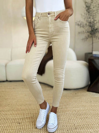 Judy Blue Full Size Garment Dyed Tummy Control Skinny Jeans - Just Believe Boutique