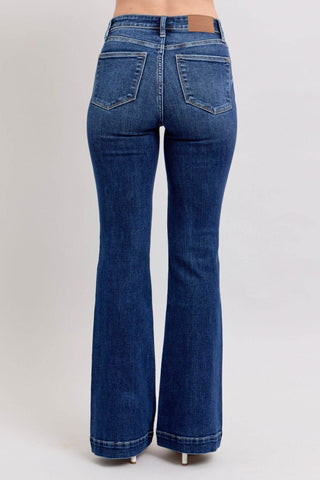 Judy Blue Full Size High Rise Flare Jeans with Pockets Plus Size - Just Believe Boutique