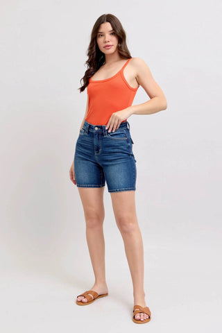 Judy Blue Full Size High Waist Bermudas Jeans W/ Back Flap Pockets Plus Size - Just Believe Boutique