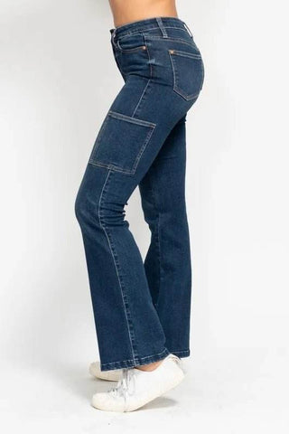 Judy Blue Full Size High Waist Cargo Bootcut Jeans Plus Size - Just Believe Boutique