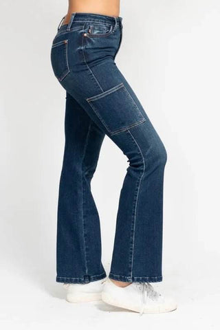 Judy Blue Full Size High Waist Cargo Bootcut Jeans Plus Size - Just Believe Boutique