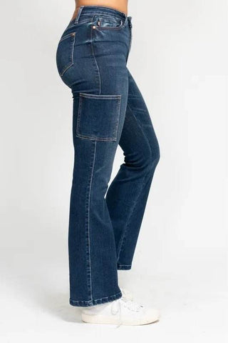 Judy Blue Full Size High Waist Cargo Bootcut Jeans Plus Size - Just Believe Boutique