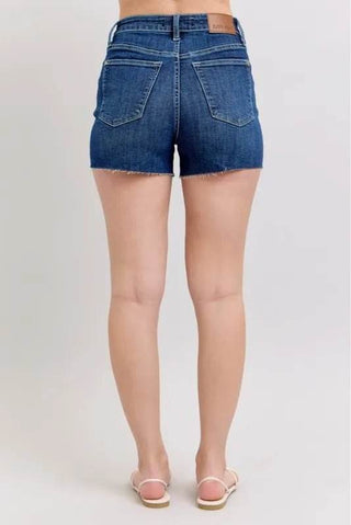 Judy Blue Full Size High Waist Criss - Cross Waistband Denim Shorts Plus Size - Just Believe Boutique