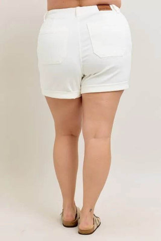 Judy Blue Full Size High Waist Cuff Denim Shorts Plus Size - Just Believe Boutique