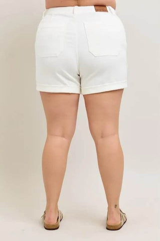 Judy Blue Full Size High Waist Cuff Denim Shorts Plus Size - Just Believe Boutique