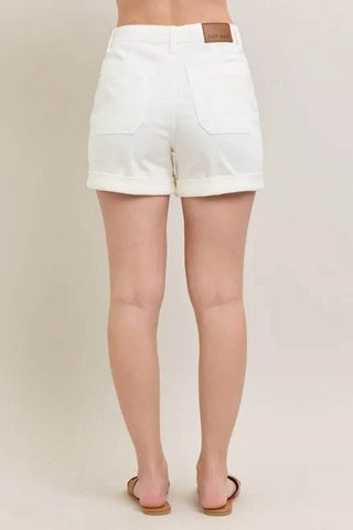 Judy Blue Full Size High Waist Cuff Denim Shorts Plus Size - Just Believe Boutique