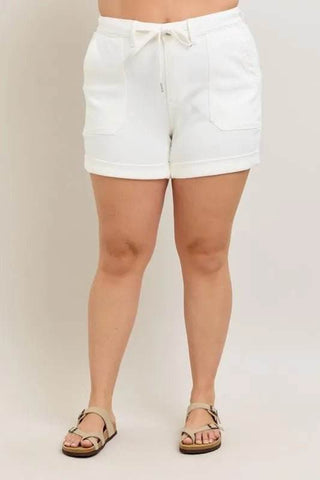 Judy Blue Full Size High Waist Cuff Denim Shorts Plus Size - Just Believe Boutique