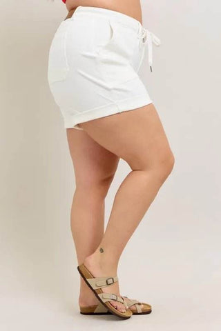 Judy Blue Full Size High Waist Cuff Denim Shorts Plus Size - Just Believe Boutique