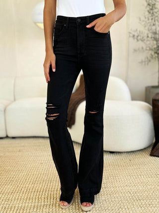 Judy Blue Full Size High Waist Distressed Flare Jeans - Just Believe Boutique