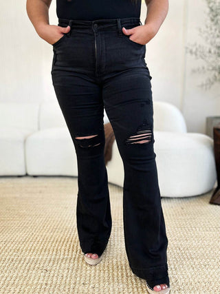 Judy Blue Full Size High Waist Distressed Flare Jeans - Just Believe Boutique