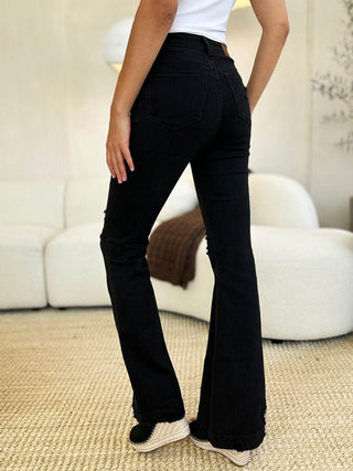 Judy Blue Full Size High Waist Distressed Flare Jeans - Just Believe Boutique