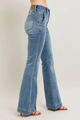 Judy Blue Full Size High-Waist Flare Denim Jeans with Front Seam Detail Plus Size - Just Believe Boutique