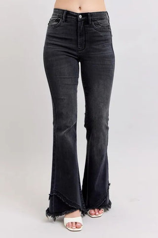 Judy Blue Full Size High Waist Flare W/ Mock Fray Tulip Hem Plus Size - Just Believe Boutique
