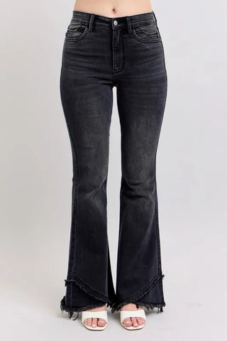 Judy Blue Full Size High Waist Flare W/ Mock Fray Tulip Hem Plus Size - Just Believe Boutique