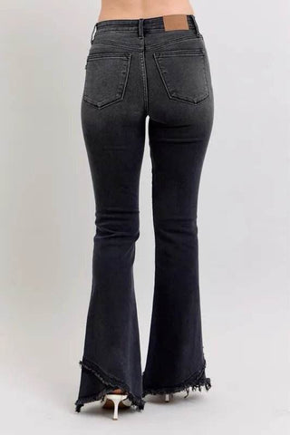 Judy Blue Full Size High Waist Flare W/ Mock Fray Tulip Hem Plus Size - Just Believe Boutique