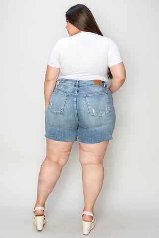 Judy Blue Full Size High Waist Rhinestone Decor Denim Shorts - Just Believe Boutique