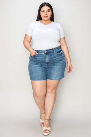 Judy Blue Full Size High Waist Slim Denim Shorts - Just Believe Boutique