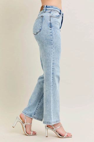 Judy Blue Full Size High Waist Stone Wash Straight Jeans Plus Size - Just Believe Boutique