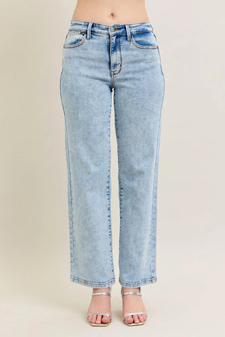 Judy Blue Full Size High Waist Stone Wash Straight Jeans Plus Size - Just Believe Boutique