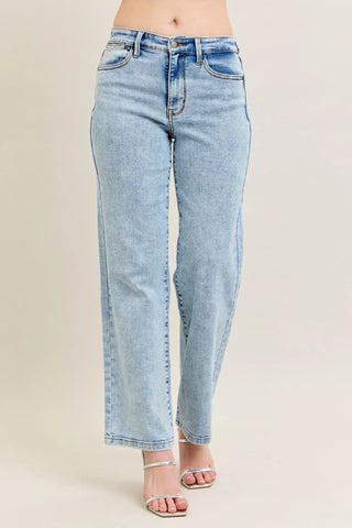 Judy Blue Full Size High Waist Stone Wash Straight Jeans Plus Size - Just Believe Boutique