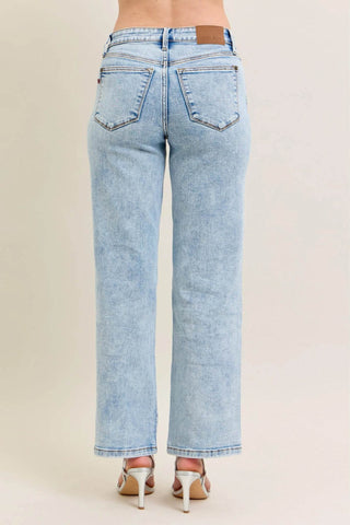 Judy Blue Full Size High Waist Stone Wash Straight Jeans Plus Size - Just Believe Boutique