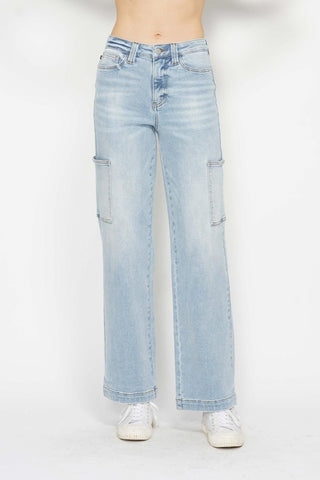 Judy Blue Full Size High Waist Straight Cargo Jeans - Just Believe Boutique