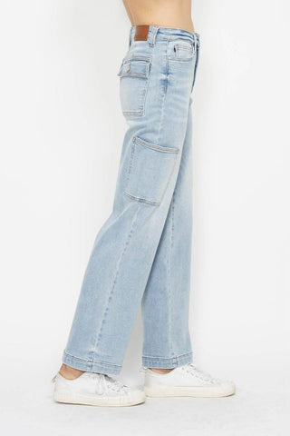 Judy Blue Full Size High Waist Straight Cargo Jeans - Just Believe Boutique