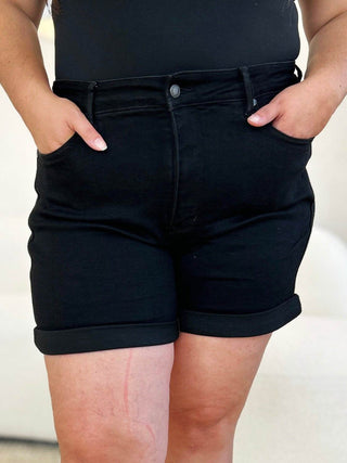 Judy Blue Full Size High Waist Tummy Control Cuffed Denim Shorts - Just Believe Boutique