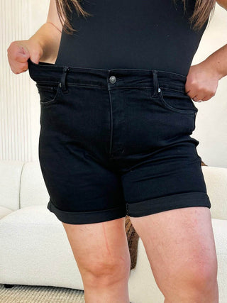 Judy Blue Full Size High Waist Tummy Control Cuffed Denim Shorts - Just Believe Boutique