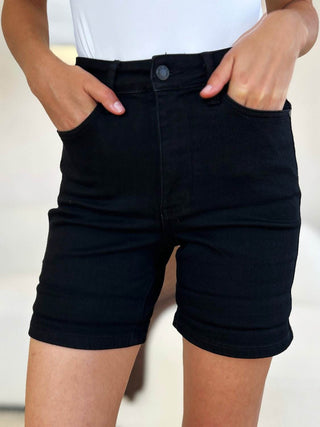 Judy Blue Full Size High Waist Tummy Control Cuffed Denim Shorts - Just Believe Boutique
