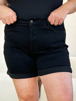 Judy Blue Full Size High Waist Tummy Control Cuffed Denim Shorts - Just Believe Boutique