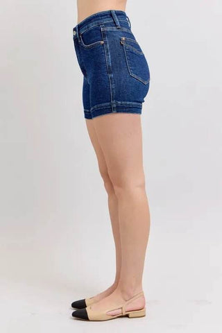 Judy Blue Full Size High Waist Tummy Control Denim Shorts Plus Size - Just Believe Boutique