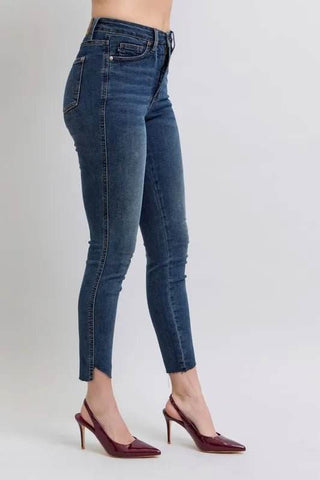 Judy Blue Full Size High Waist Tummy Control Step Hem Skinny Jeans Plus Size - Just Believe Boutique