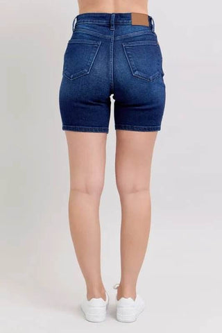 Judy Blue Full Size High Waist V - Front Bermuda Plus Size - Just Believe Boutique