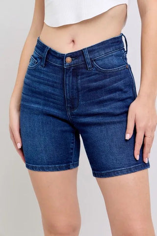 Judy Blue Full Size High Waist V - Front Bermuda Plus Size - Just Believe Boutique