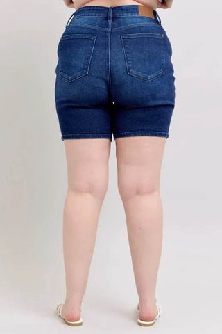 Judy Blue Full Size High Waist V - Front Bermuda Plus Size - Just Believe Boutique