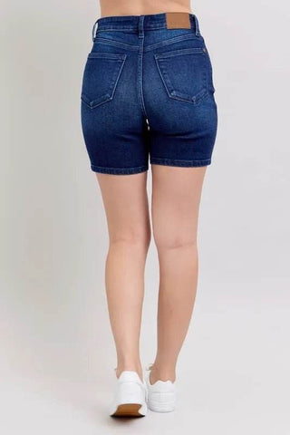 Judy Blue Full Size High Waist V - Front Bermuda Plus Size - Just Believe Boutique
