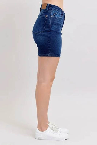 Judy Blue Full Size High Waist V - Front Bermuda Plus Size - Just Believe Boutique