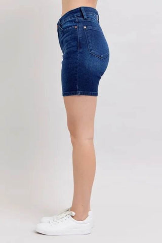 Judy Blue Full Size High Waist V - Front Bermuda Plus Size - Just Believe Boutique