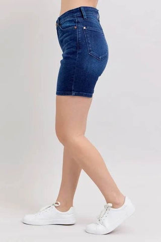 Judy Blue Full Size High Waist V - Front Bermuda Plus Size - Just Believe Boutique