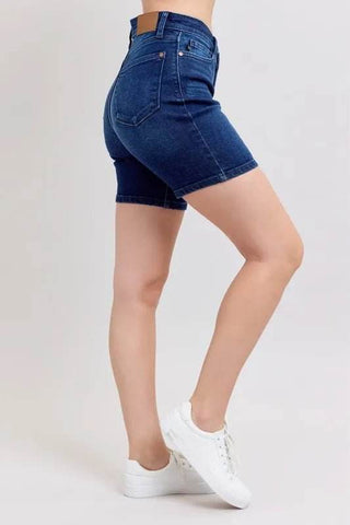 Judy Blue Full Size High Waist V - Front Bermuda Plus Size - Just Believe Boutique